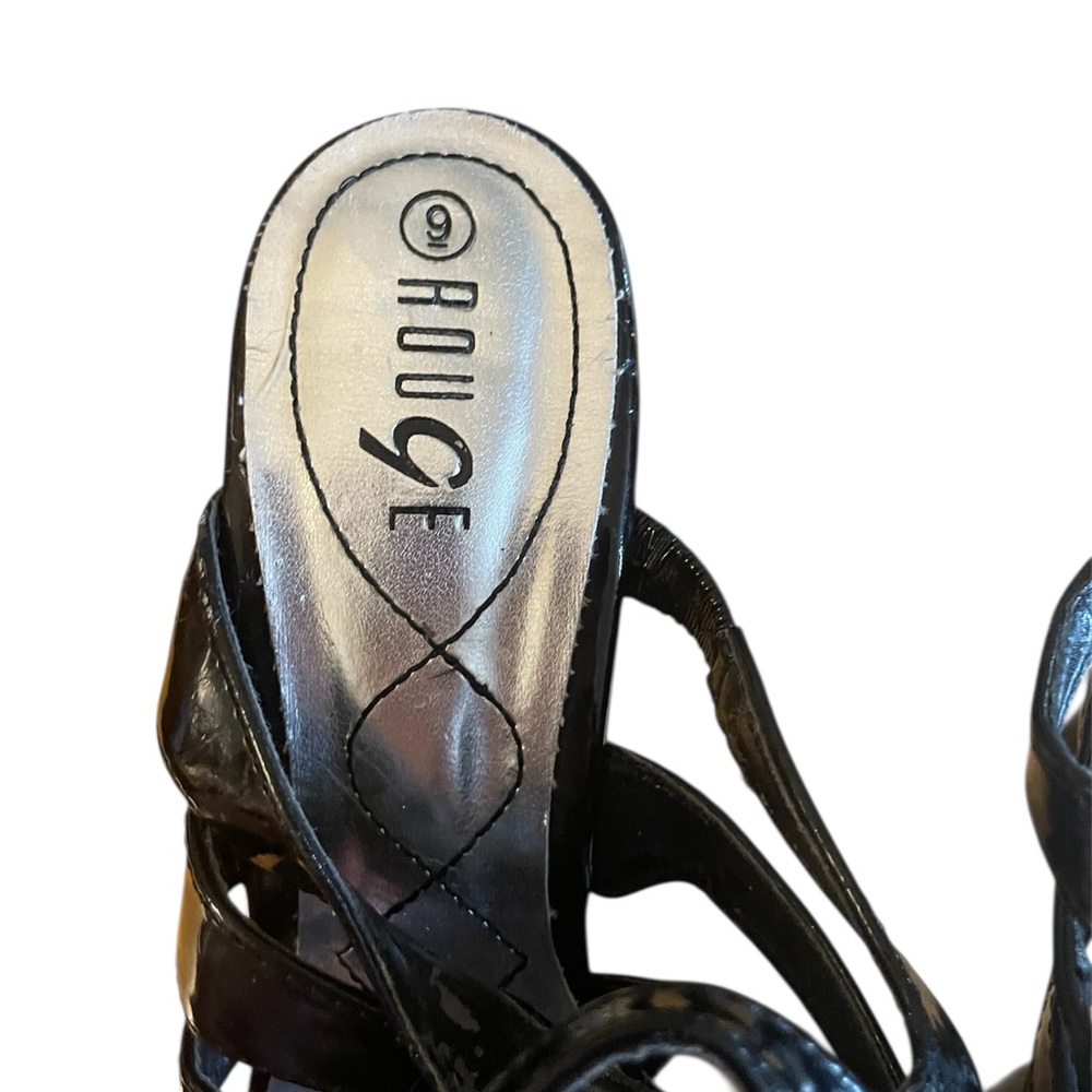 Rouge! Black Patent Multi-Strap Heeled stiletto’s. 4.5 inch heel. Like new! - Picture 2 of 5